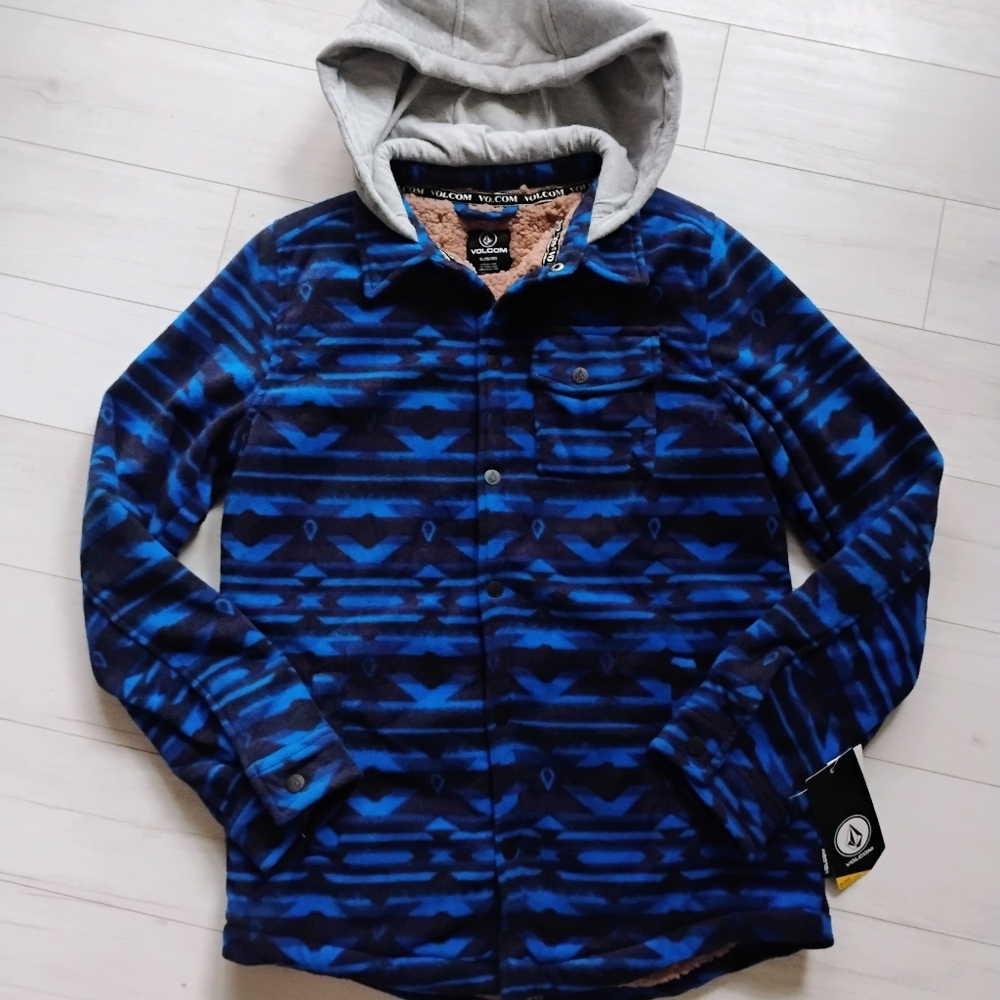 VOLCOM NEW Boys Sherpa Lined Fleece Hooded Jacket